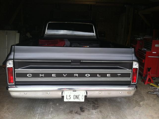 1969 1970 1971 1972 CHEVROLET TRUCK BLACK TAILGATE BAND W CHROME LETTERS NEW